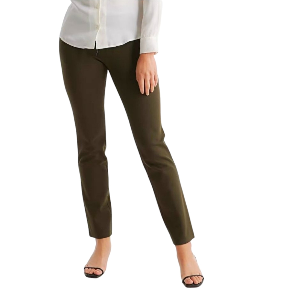 Quince Ultra-Stretch Ponte Straight Leg Green Pants
